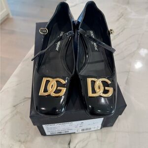 D&G Black Heels with Gold Logo Accent